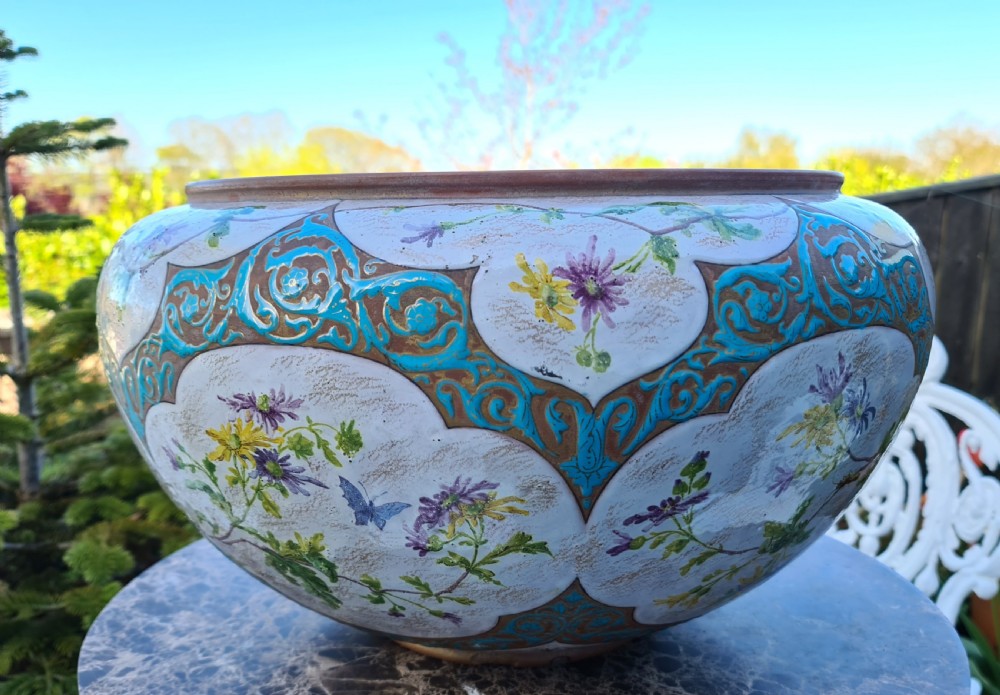 A Large Terracotta and Enamel Clemant Massier Jardiniere View V