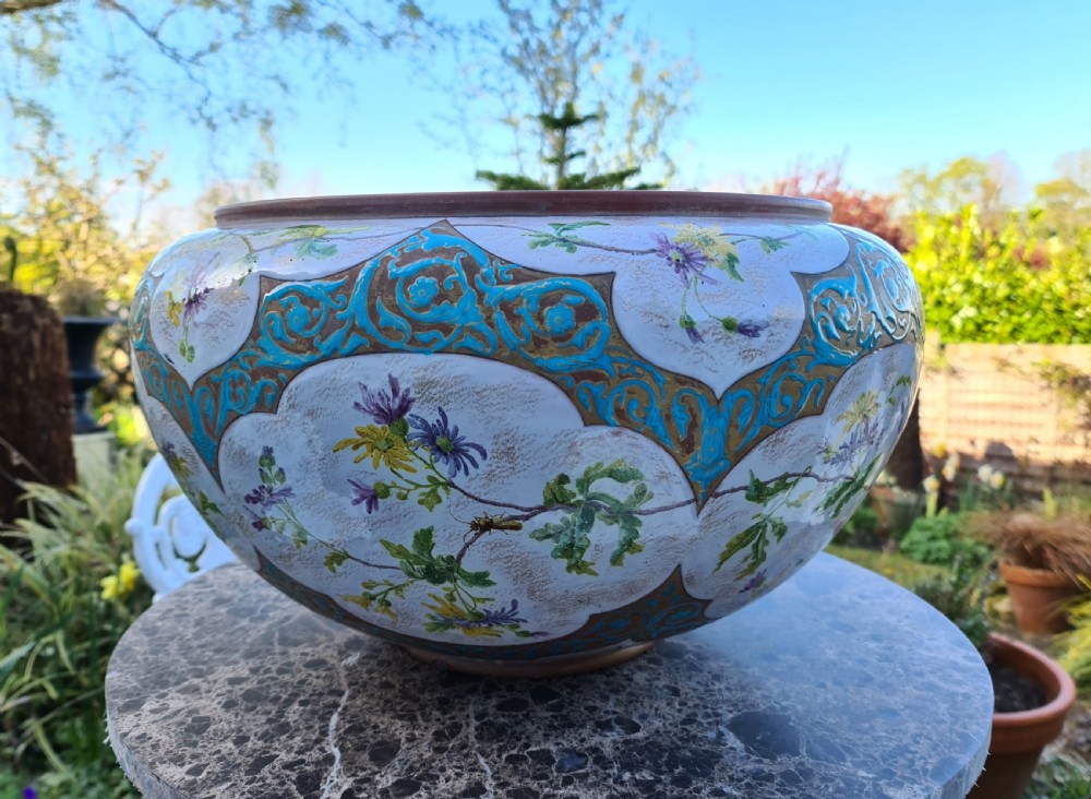 A Large Terracotta and Enamel Clemant Massier Jardiniere View VI