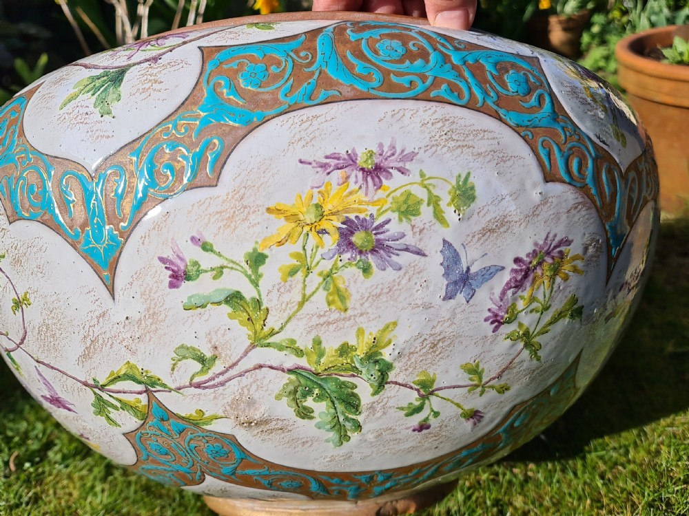 A Large Terracotta and Enamel Clemant Massier Jardiniere View VIII