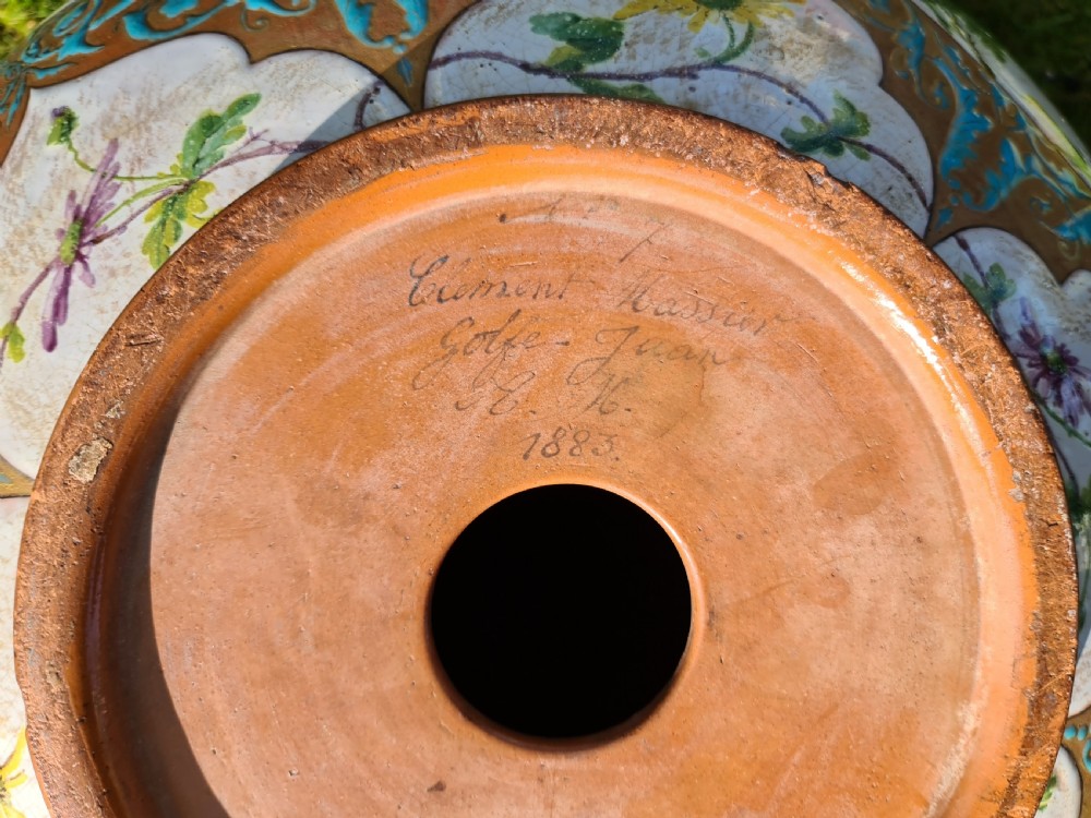 A Large Terracotta and Enamel Clemant Massier Jardiniere View IX