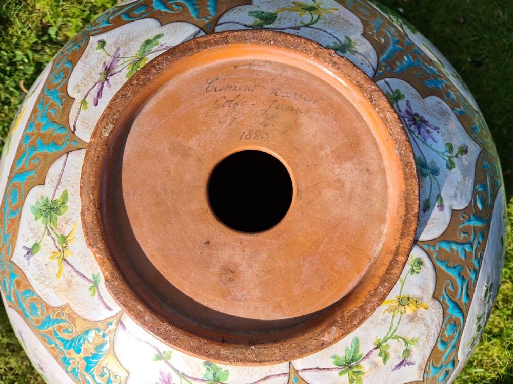 A Large Terracotta and Enamel Clemant Massier Jardiniere View X