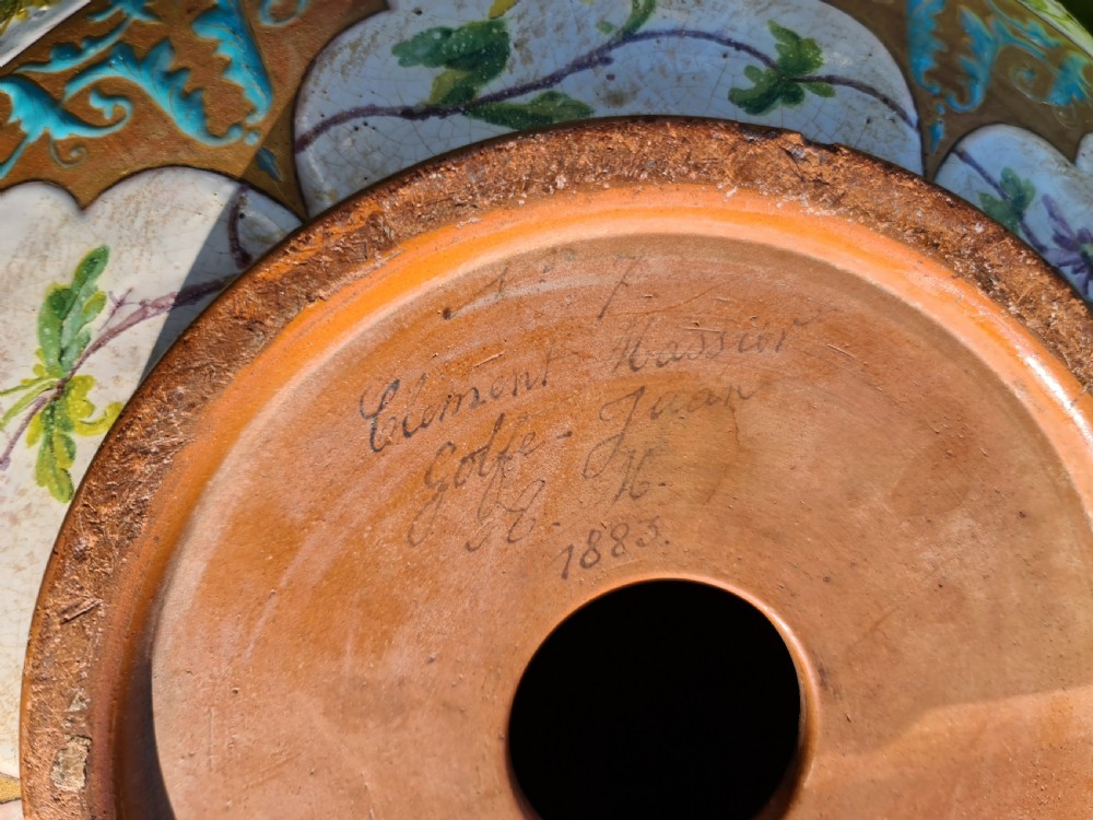 A Large Terracotta and Enamel Clemant Massier Jardiniere View XI