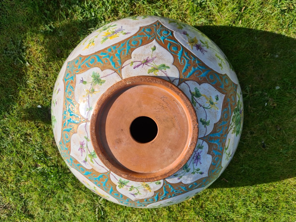 A Large Terracotta and Enamel Clemant Massier Jardiniere View XII
