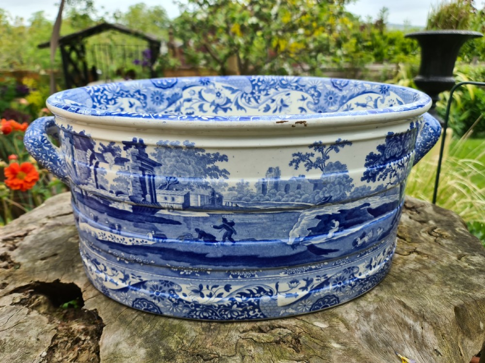 Early 19th Century Spode Blue & White Footbath View IX
