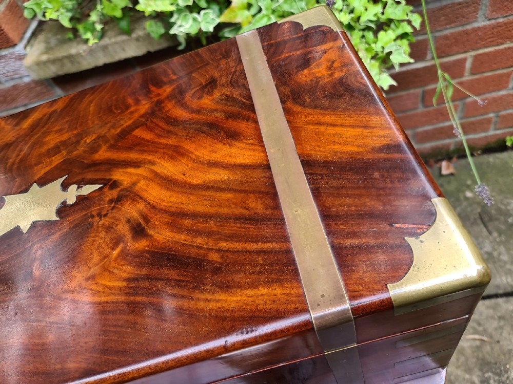 Large Victorian Brass Bound Flame Mahogany Writing Slope View III