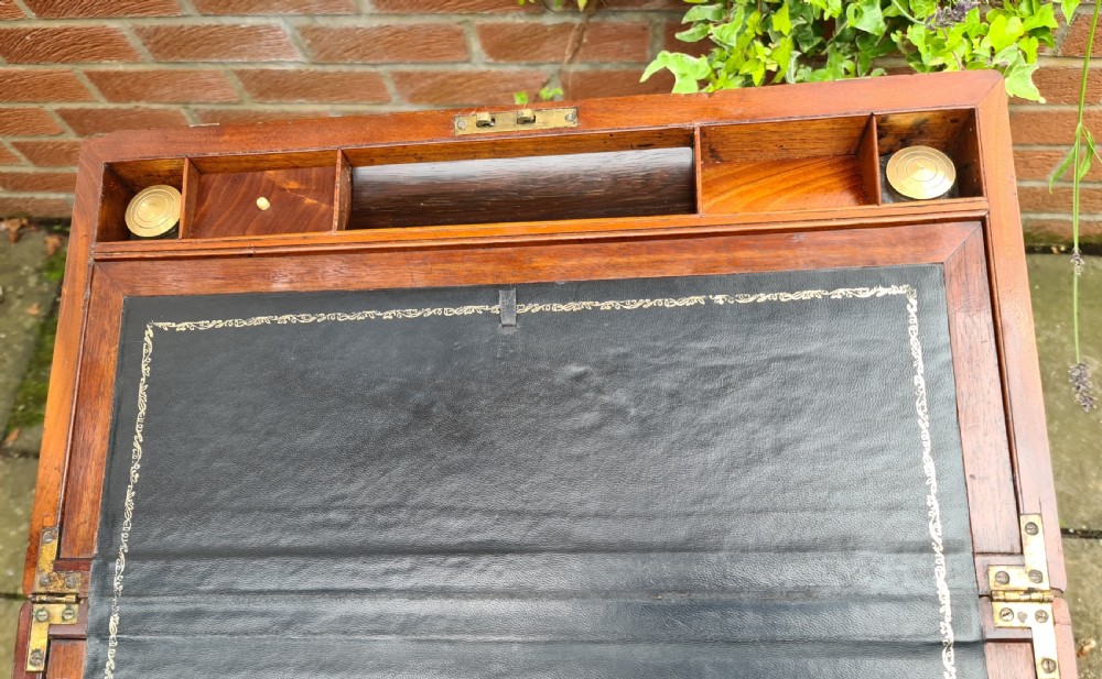 Large Victorian Brass Bound Flame Mahogany Writing Slope View XIII