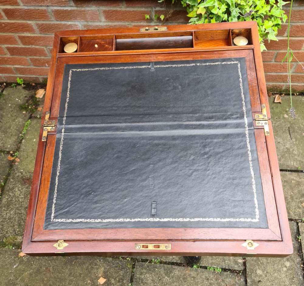 Large Victorian Brass Bound Flame Mahogany Writing Slope View V