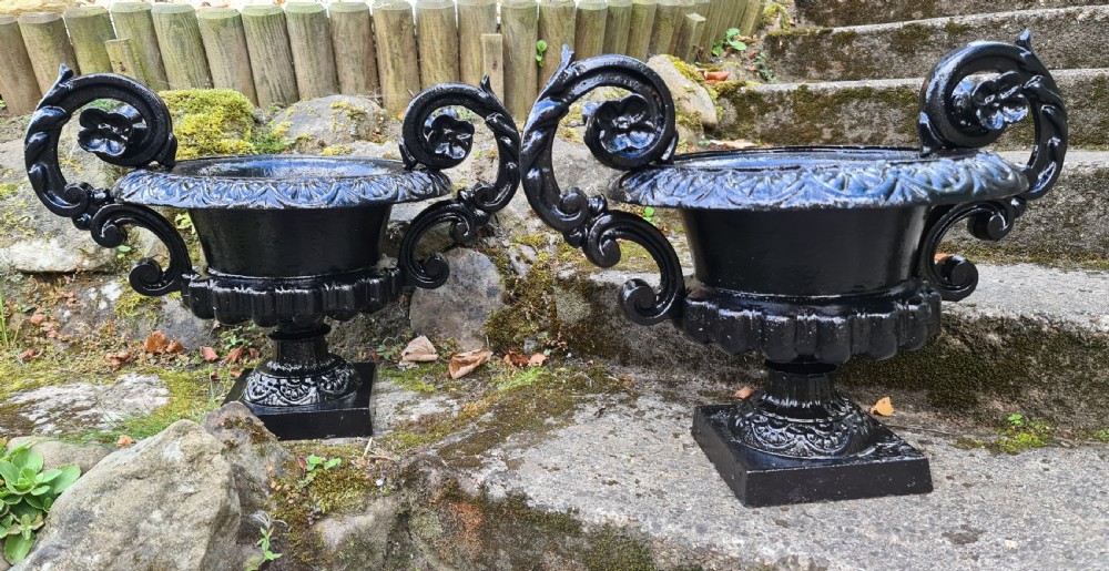 Pair 19th Century French Cast-iron Urns