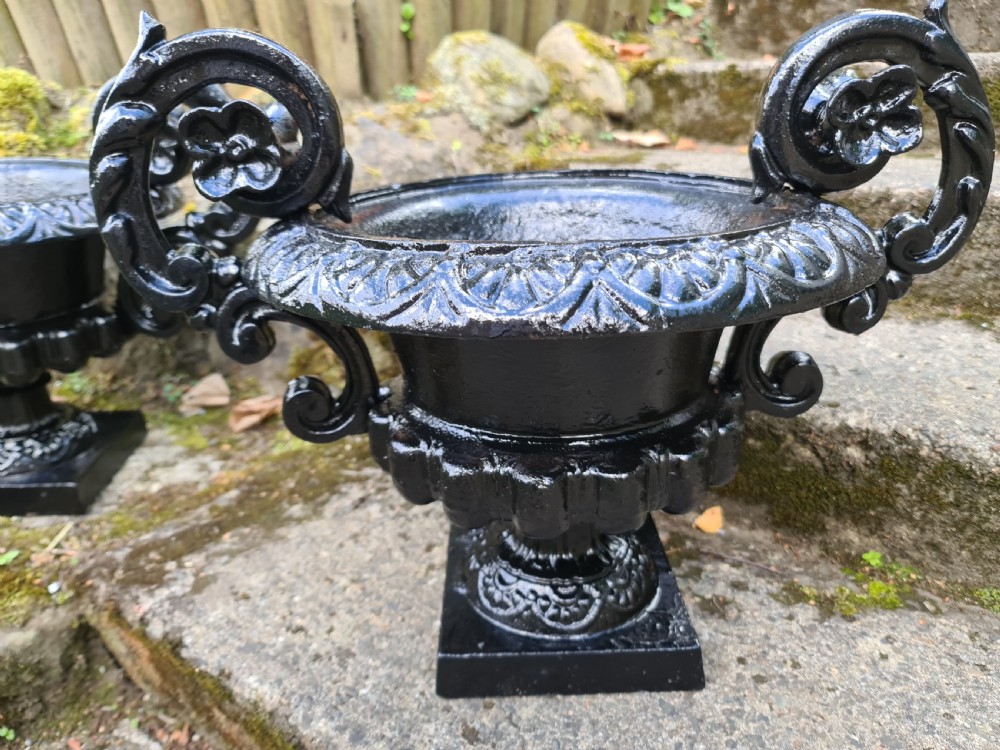 Pair 19th Century French Cast-iron Urns View III