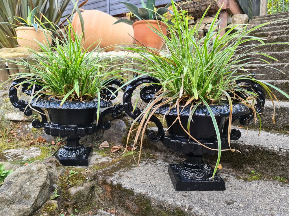 Pair 19th Century French Cast-iron Urns View X