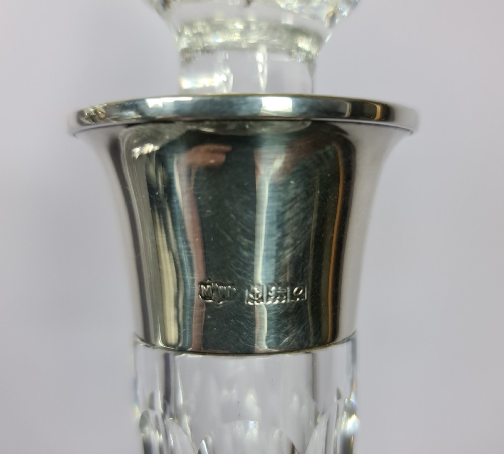 Elegant pair of Silver collared Decanters by Mappin & Webb View VI