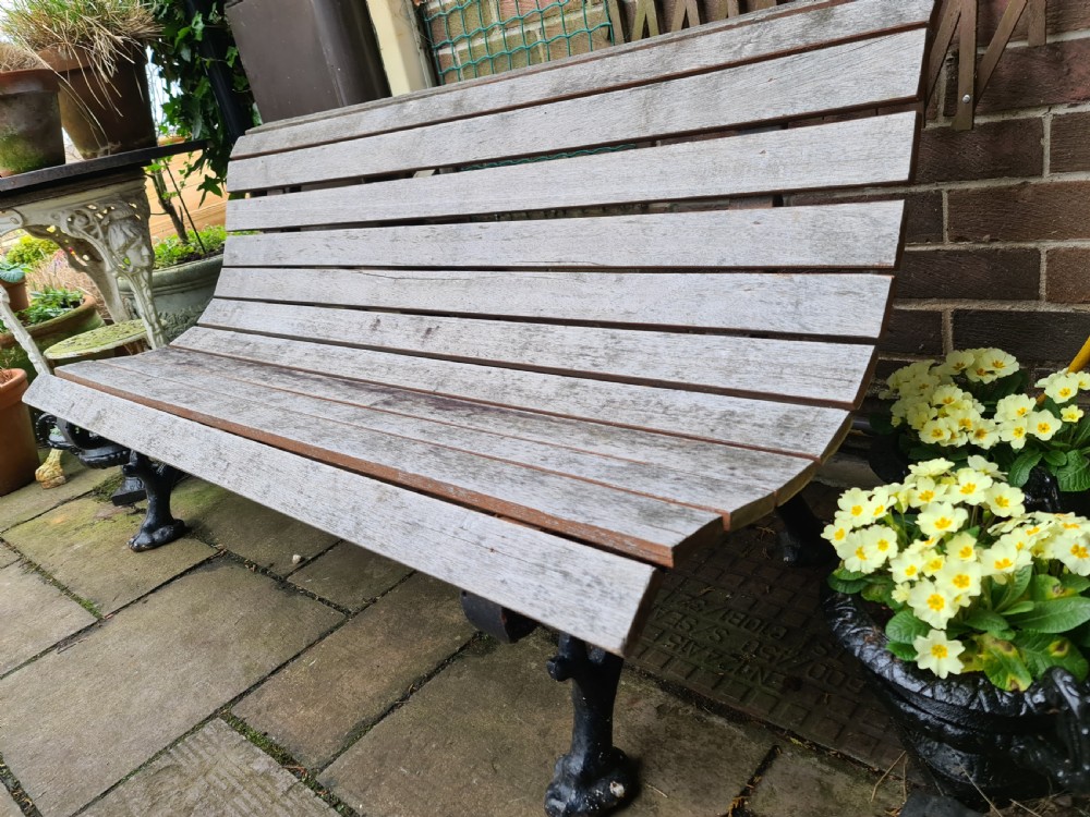 Victorian Garden Bench with Cast-iron Supports and Wood Slats View II