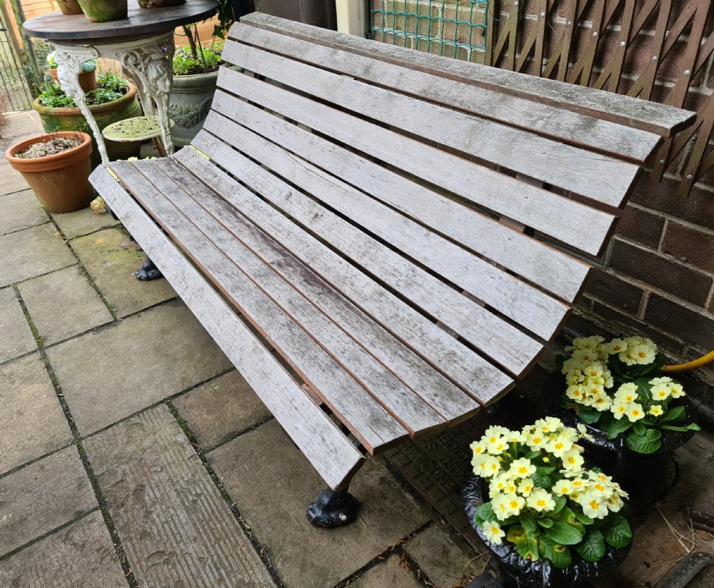 Victorian Garden Bench with Cast-iron Supports and Wood Slats View IV