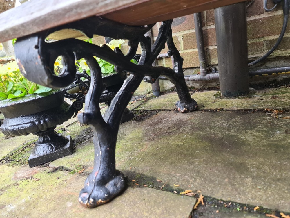 Victorian Garden Bench with Cast-iron Supports and Wood Slats View V