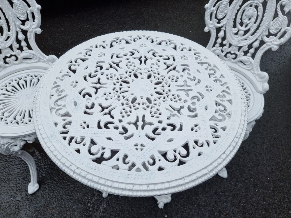 Rare Victorian Christopher Dresser Design Cast-iron Garden Table with Two Cast-iron Chairs View II