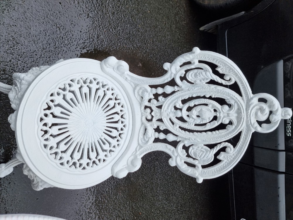 Rare Victorian Christopher Dresser Design Cast-iron Garden Table with Two Cast-iron Chairs View V