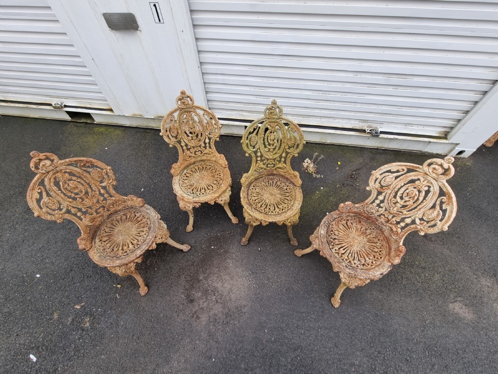 Good set of Four Victorian heavy Cast-iron Garden Chairs View VI