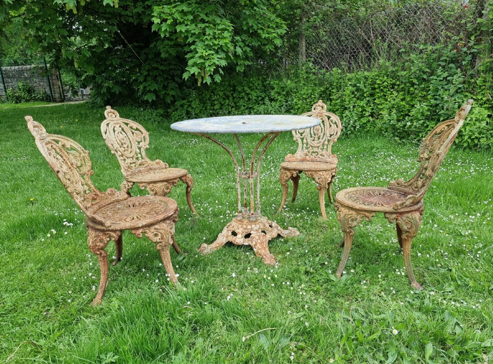 Set 4 Victorian Cast-iron Garden Chairs with Cast-iron Bistro Table View IV