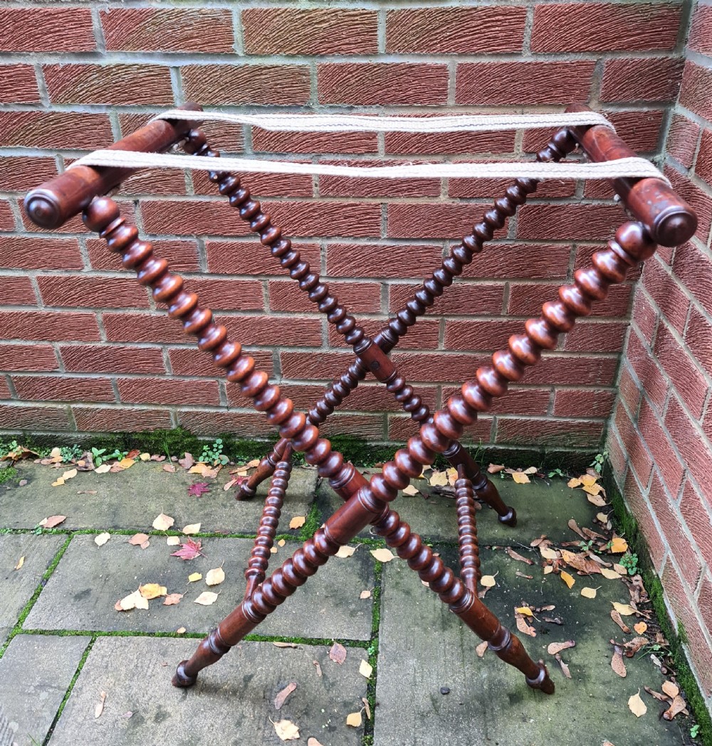 Superior Mahogany Butler's Tray on unusual ring turned Stand View VI