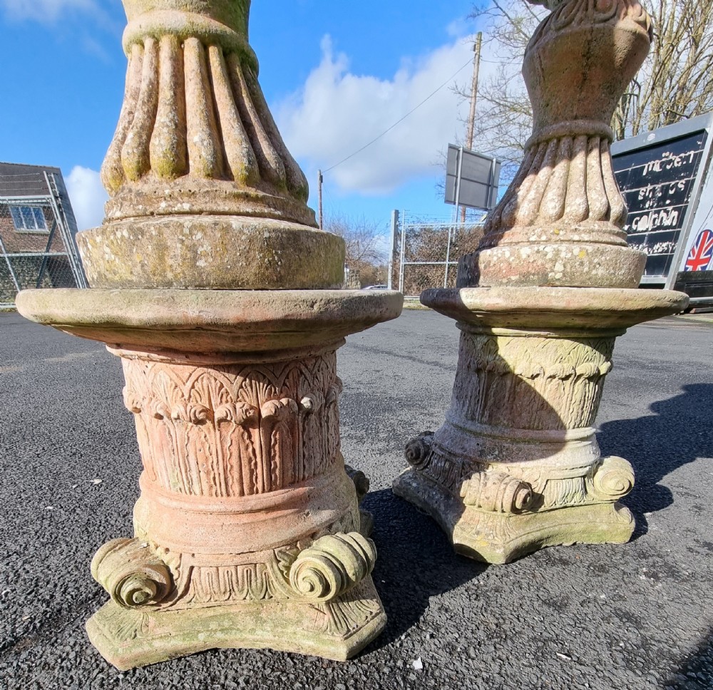 Pair of Fine Quality Terracotta Urns and Pedestals View III