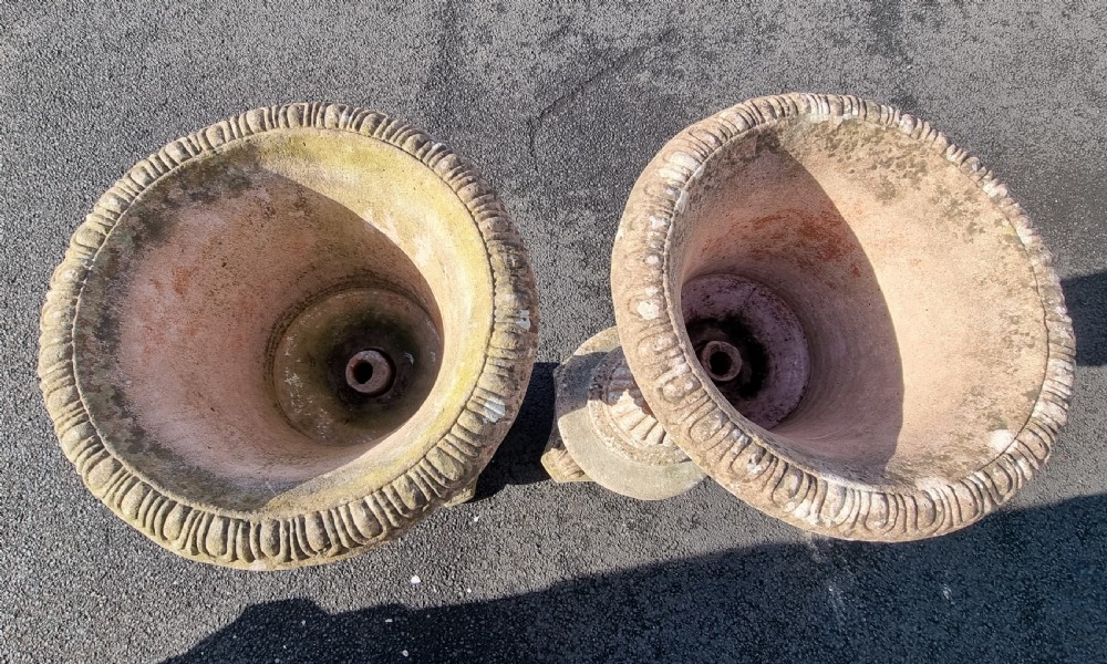 Pair of Fine Quality Terracotta Urns and Pedestals View V