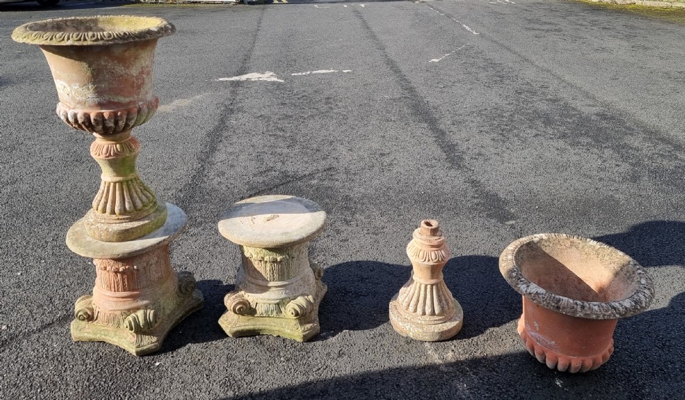 Pair of Fine Quality Terracotta Urns and Pedestals View VIII