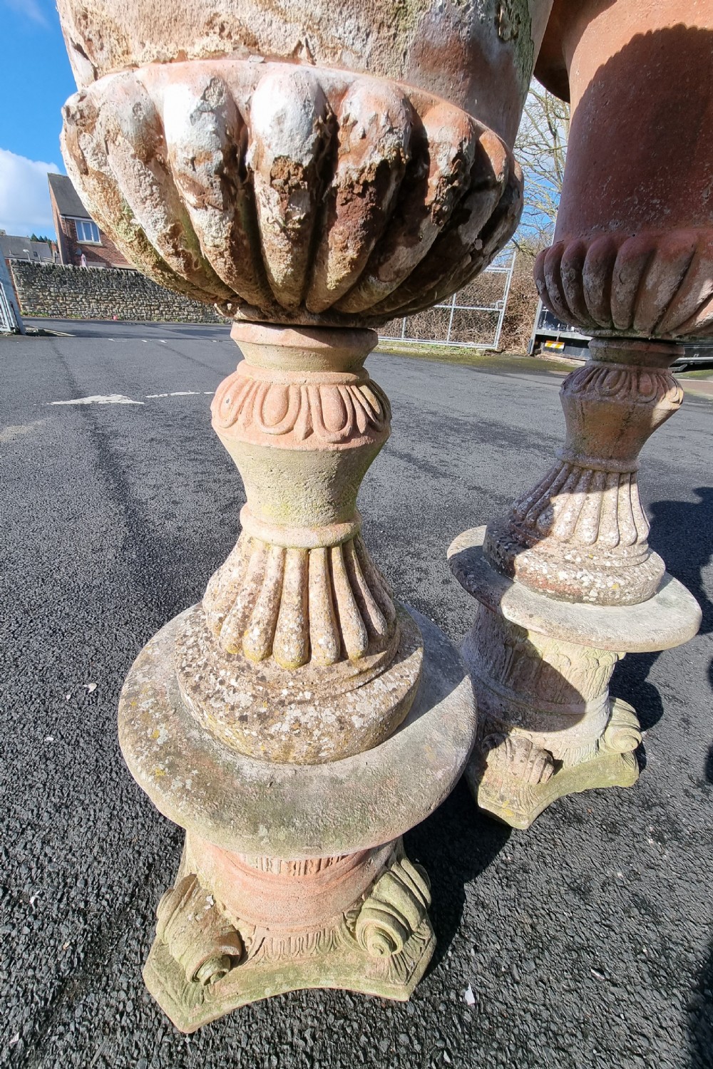 Pair of Fine Quality Terracotta Urns and Pedestals View IX