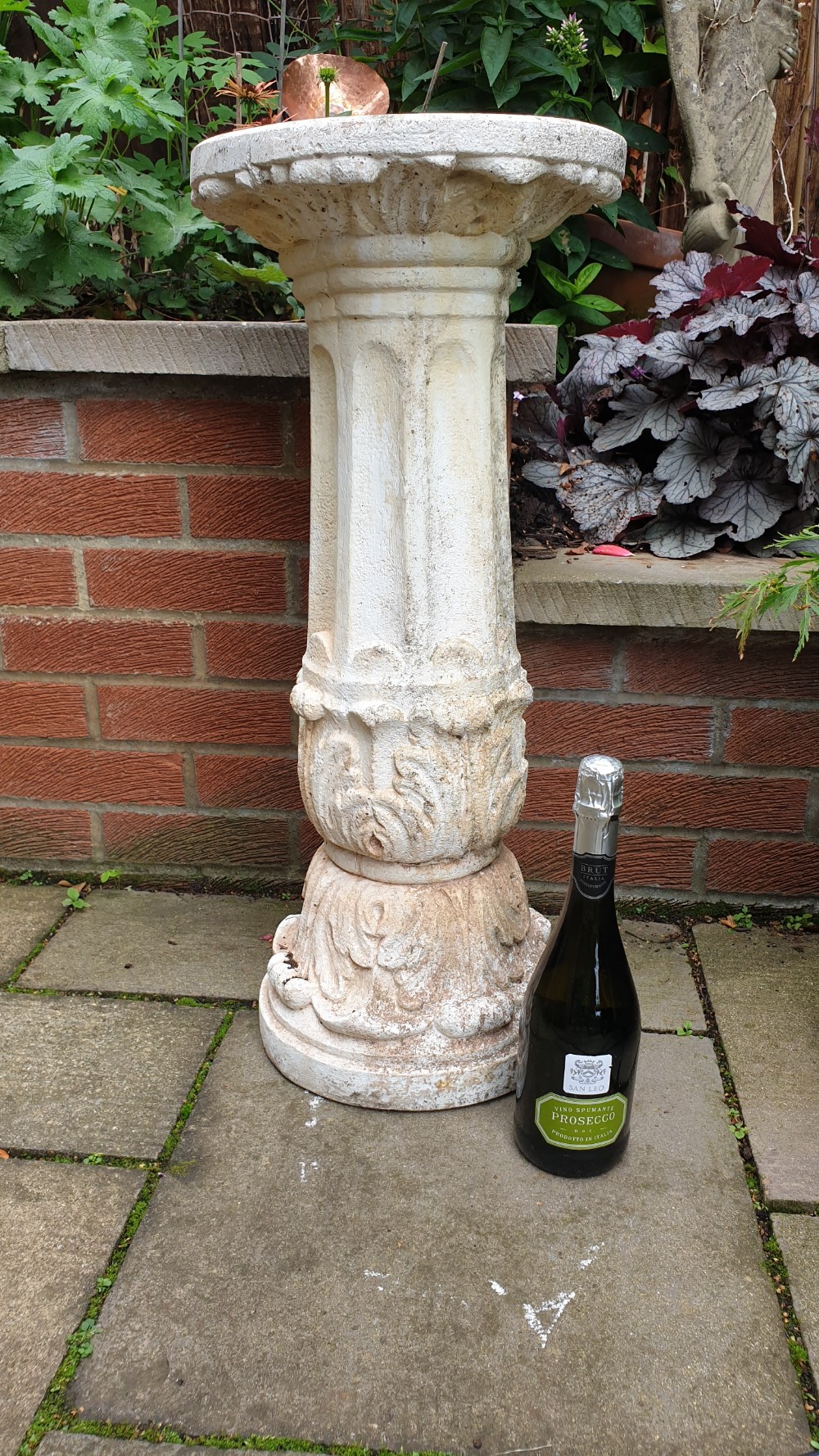 Stone Garden Column with Armillary View VII