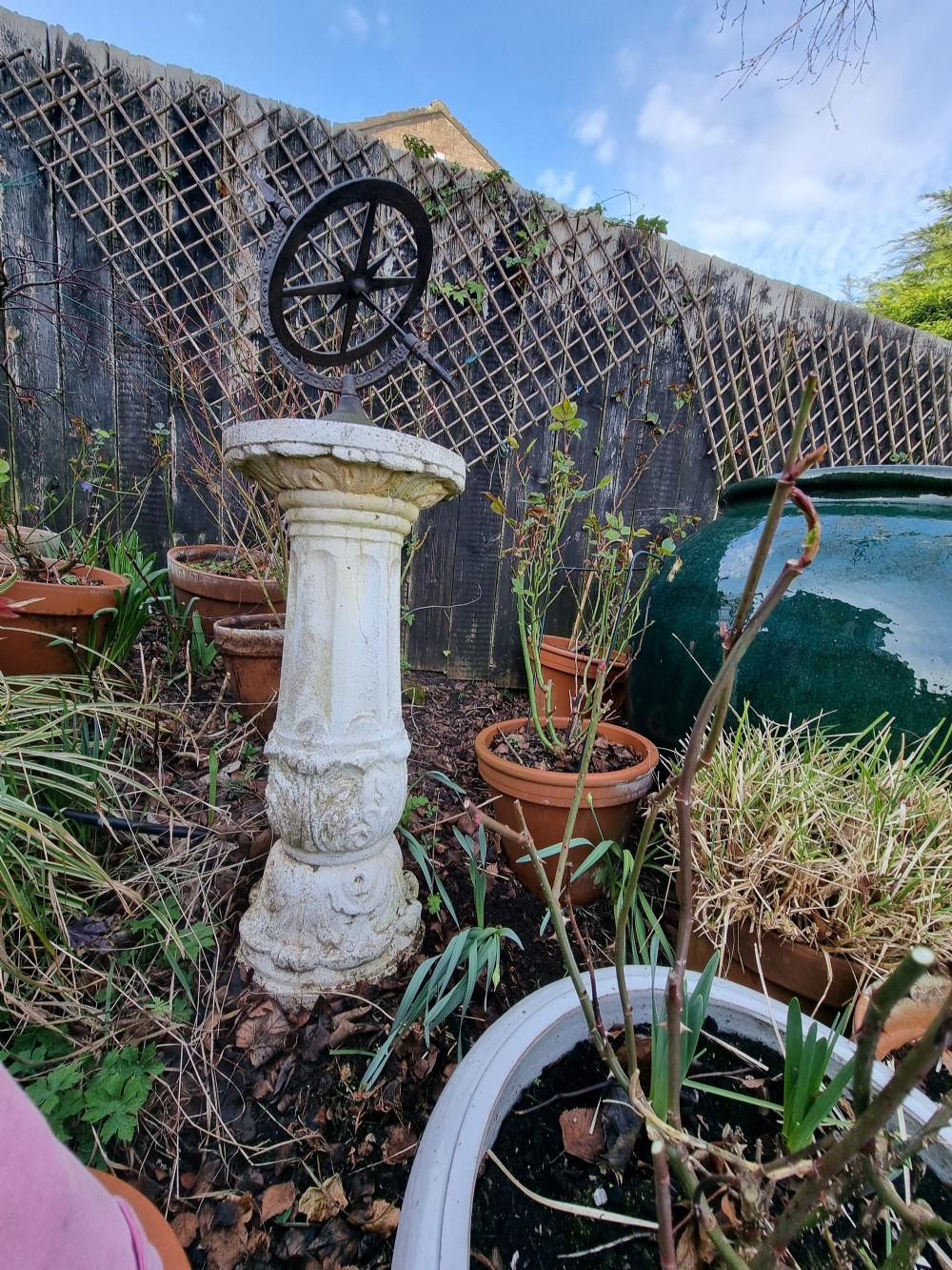Stone Garden Column with Armillary View V