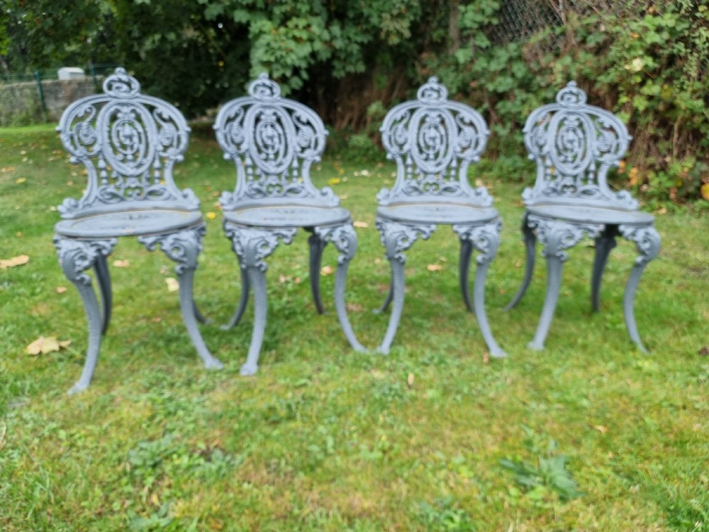 Good set of  Four Traditional Cast-iron Victorian style Garden Chairs View VII