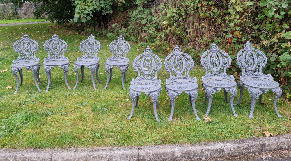 Good set of  Four Traditional Cast-iron Victorian style Garden Chairs View VIII