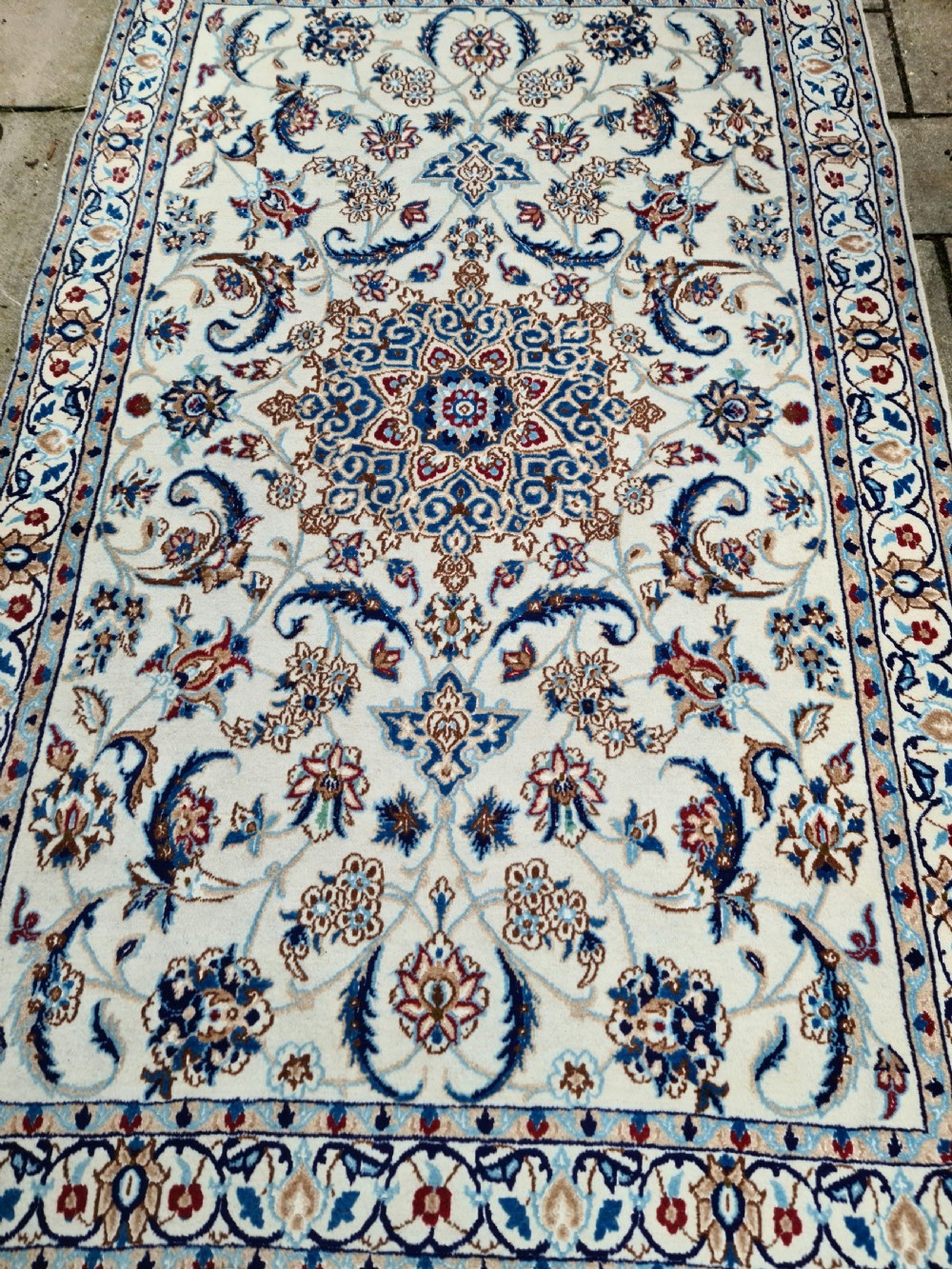 Beautiful Persian Nain Rug c1930 View V