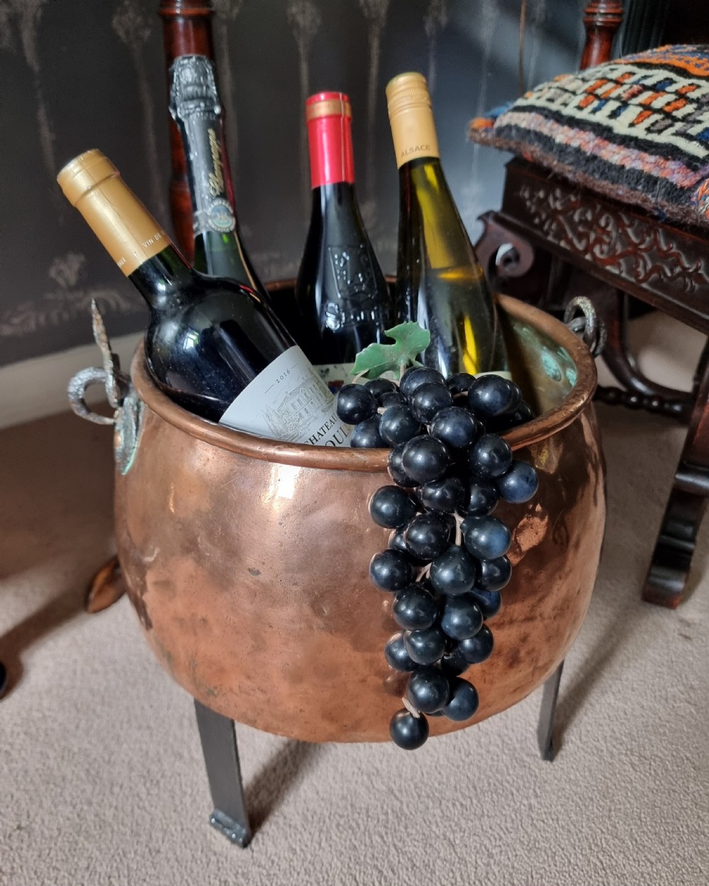 Victorian Copper Pot on Cast Iron Stand View II