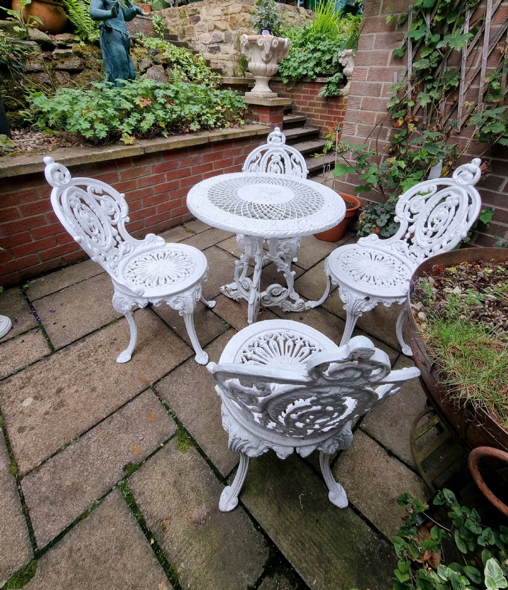 Heavy Cast-iron Set of Garden Table and Four Chairs View VI