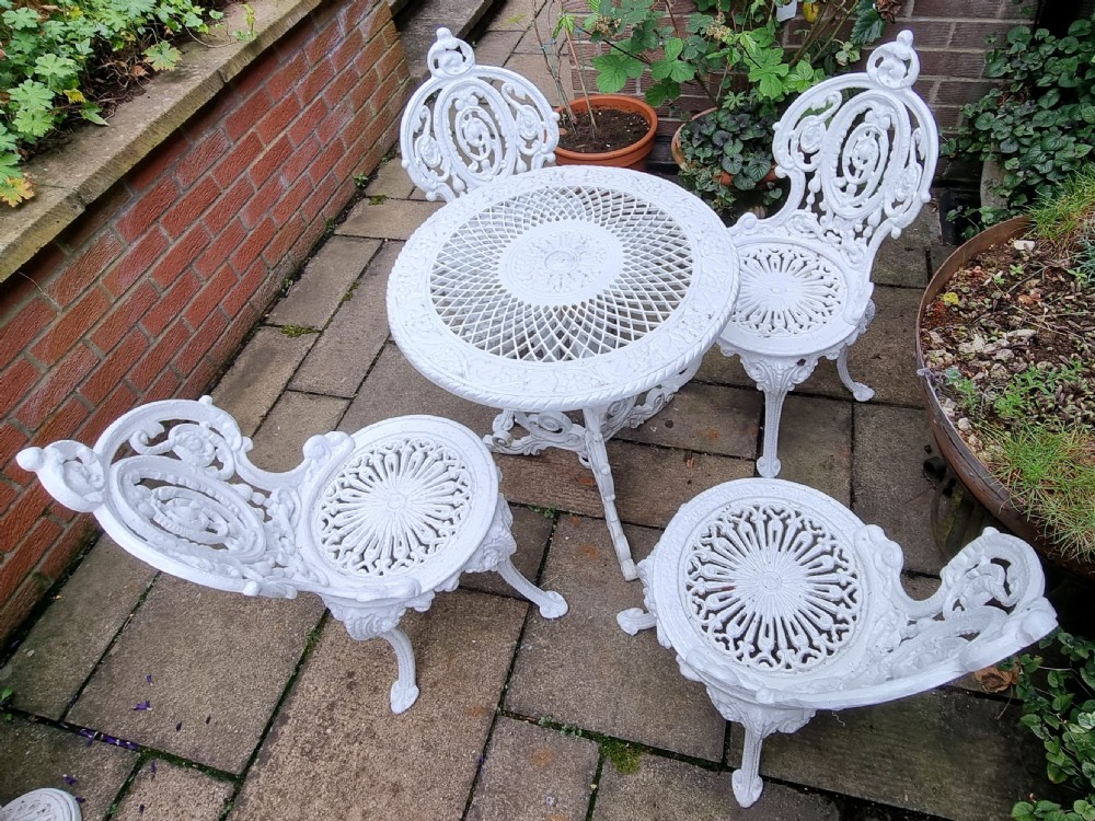 Heavy Cast-iron Set of Garden Table and Four Chairs View VII