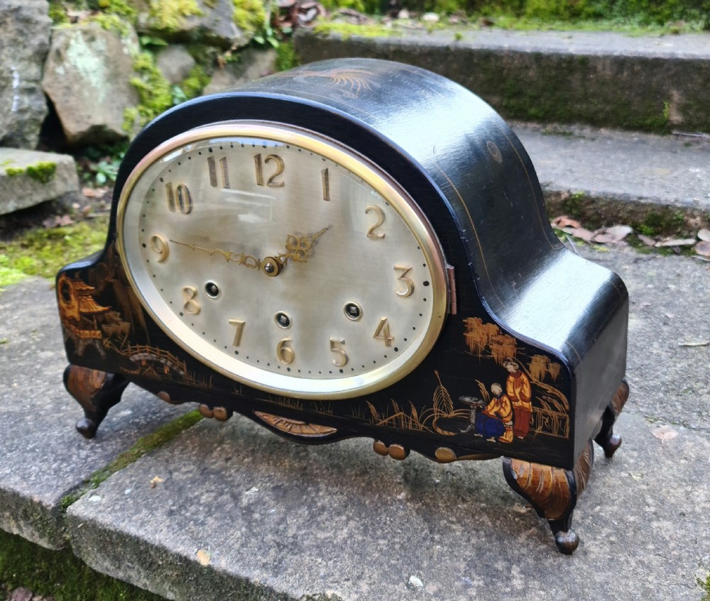 Large Lacquered Mantel Clock c1900
