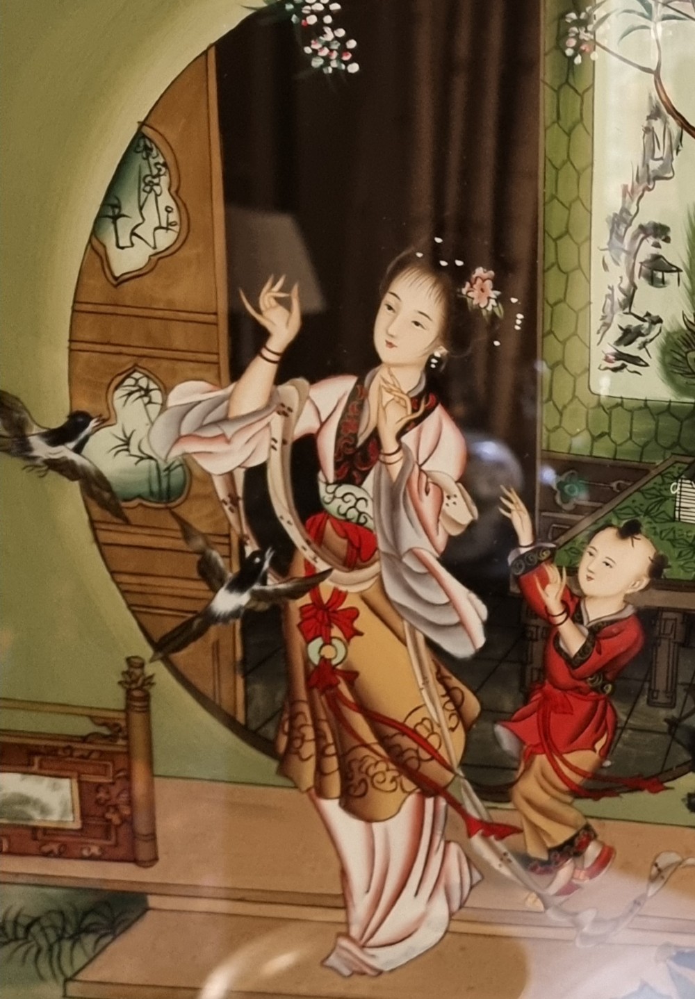Set of Three Chinese Reverse Paintings on Glass View IX
