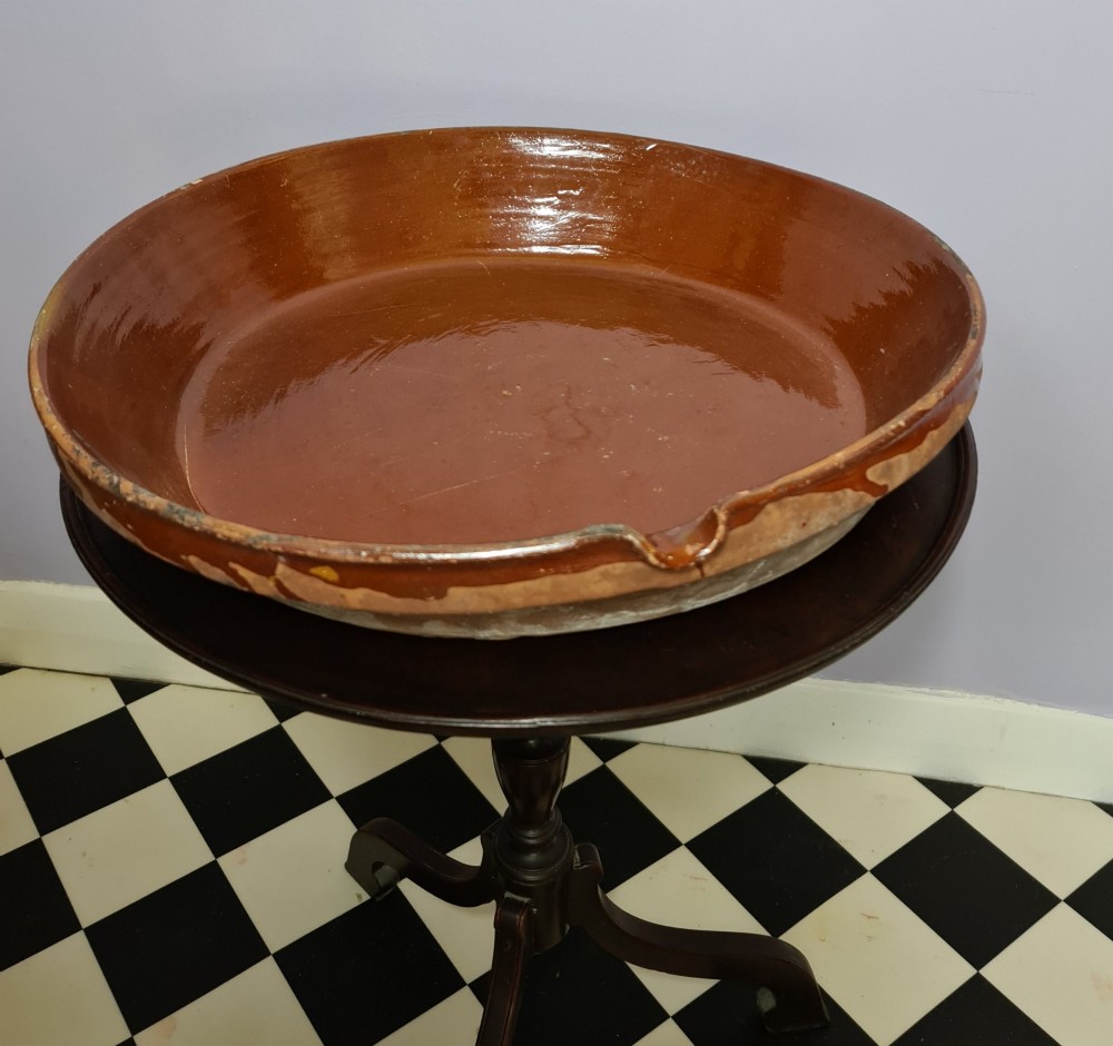 Large 19th c French Slipware Terracotta Dish View IV