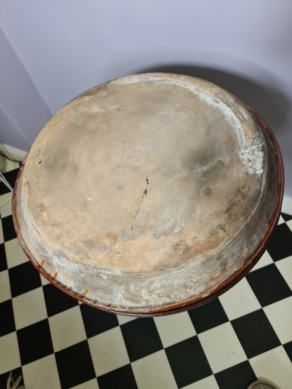Large 19th c French Slipware Terracotta Dish View VII