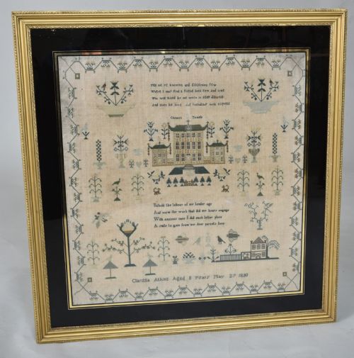 Dated Antique Sampler with Unusual Subjects