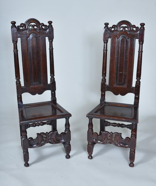 Fine Pair of 17th Century Oak Side Chairs