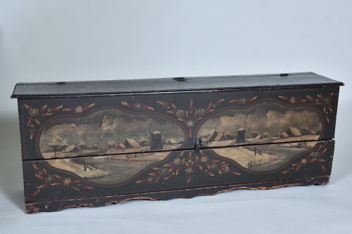 Antique Folk Art Painted Coffer/bench