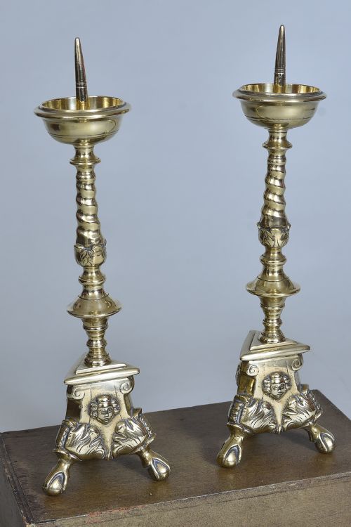 Pair of 19th Century Brass Candlesticks/altarsticks