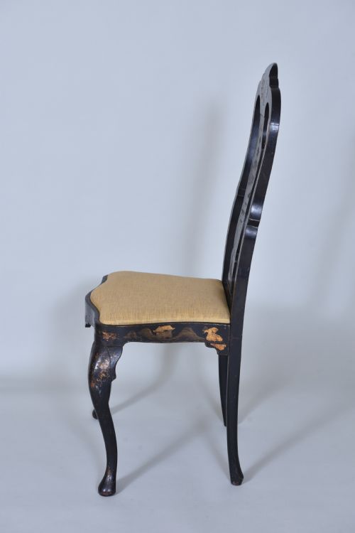 PAIR OF ANTIQUE BLACK LACQUER CHAIRS - ADDITIONAL PHOTO 9