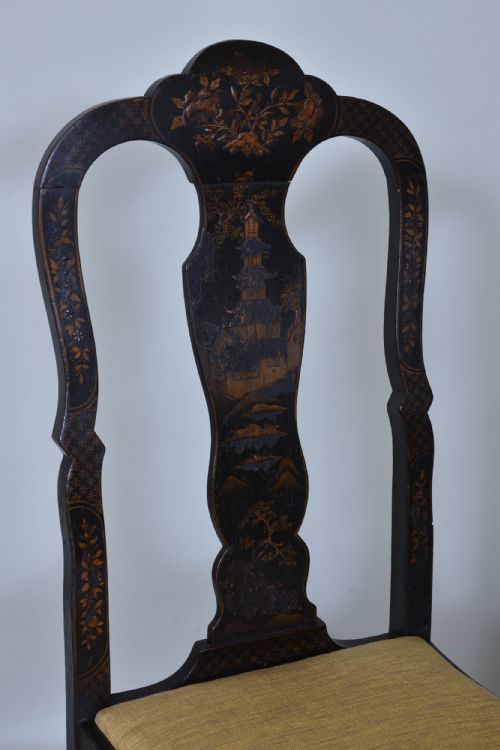 PAIR OF ANTIQUE BLACK LACQUER CHAIRS - ADDITIONAL PHOTO 2
