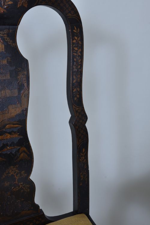 PAIR OF ANTIQUE BLACK LACQUER CHAIRS - ADDITIONAL PHOTO 4