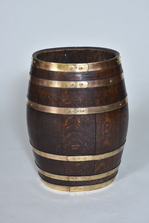 19th Century Brass Bound Oak Stick Barrel or Umbrella Stand