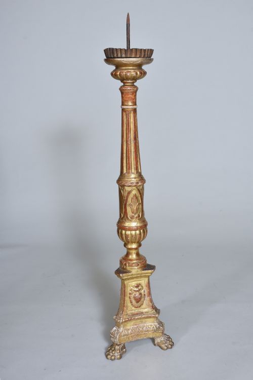 Tall Late 18th Century Gilded Pricket Candlestick