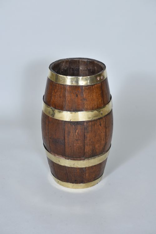 19th Century Brass Bound Oak Stick or Umbrella Barrel