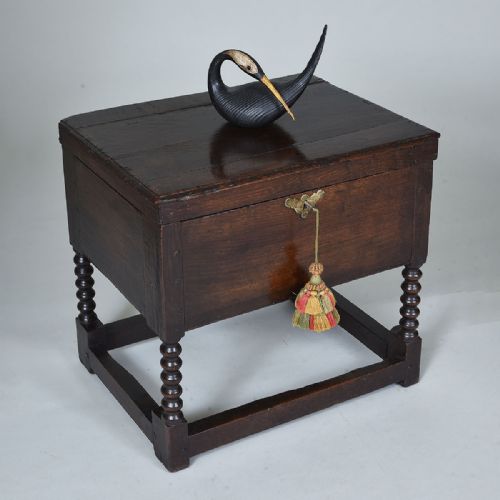 17th Century Oak Box Stool